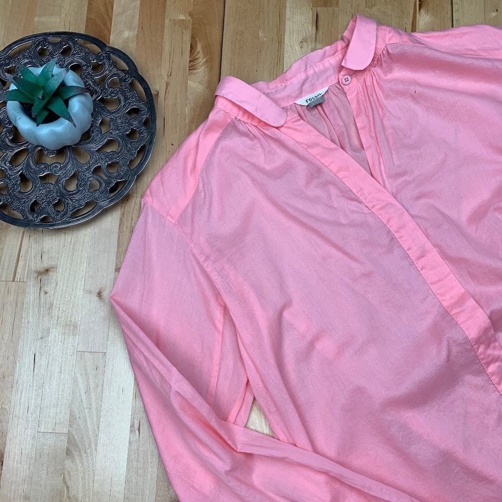 🌟5 for$35 Fossil Pink Sheer Button Down